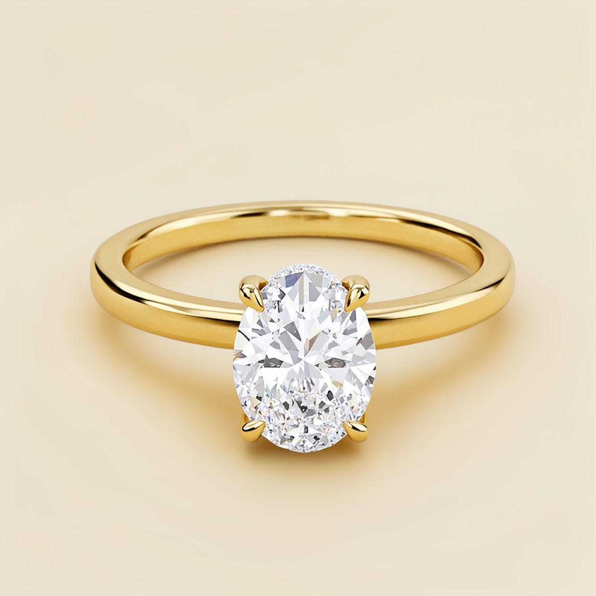Aurora Ring — Oval Hidden Halo Engagement Ring in 18k yellow gold