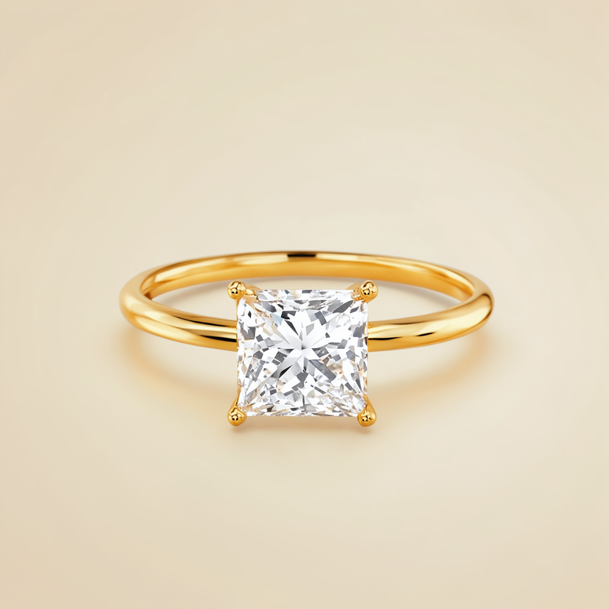 Celeste Ring — Princess Solitaire Engagement Ring in 18k yellow gold