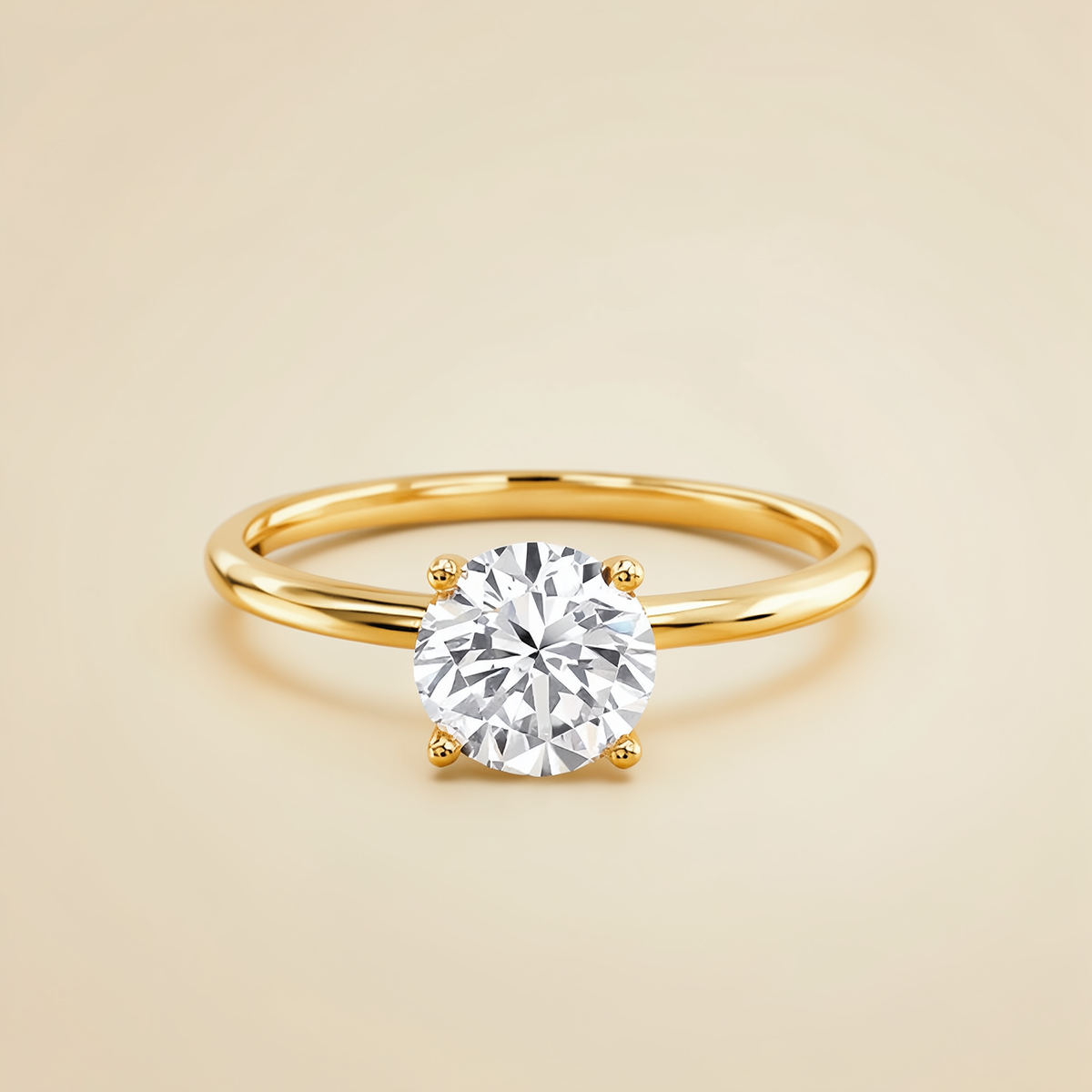 Valencia Ring — Round Solitaire Engagement Ring in 18k yellow gold